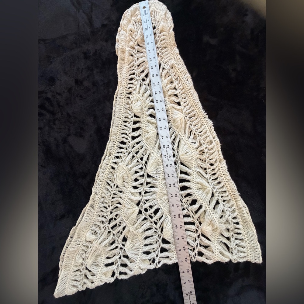 Vintage handmade crochet shawl wrap ivory cream OS - Picture 5 of 9